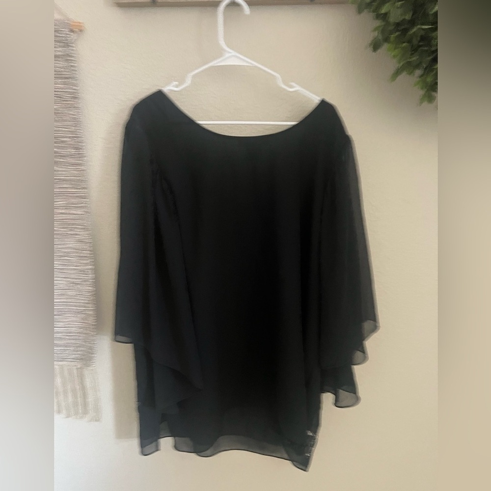Romans Woman's Blouse Tunic black Beaded Size 22W Plus Open Sleeve - Picture 4 of 13
